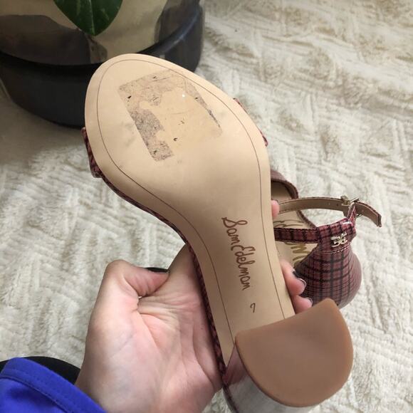 Sam Edelman Yaro Pink Plaid Block Heel Sandals - Picture 7 of 8